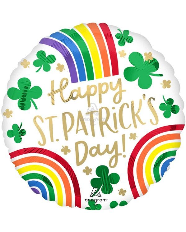 St Patrick&#039;s Day Rainbow Foil Balloon - 18&quot;