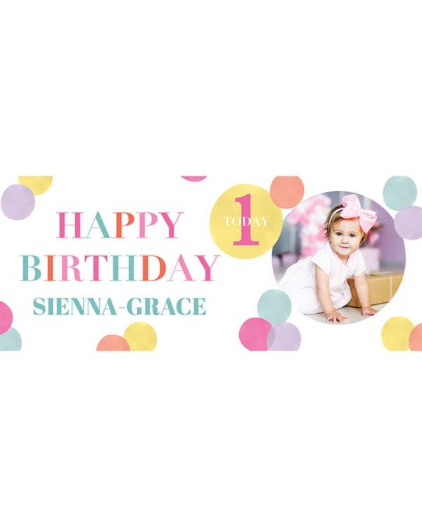 Pink Dots Birthday Personalised Banner 