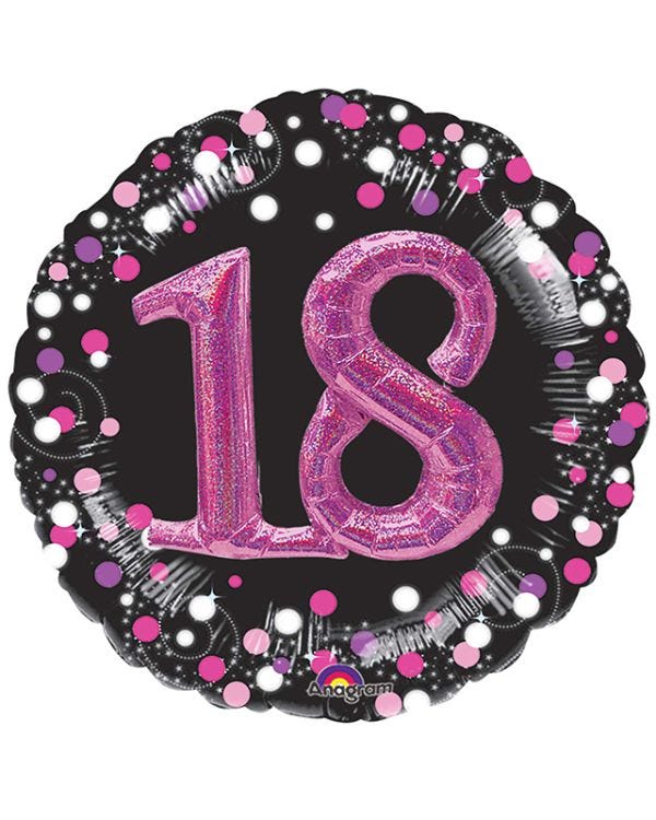 18th Birthday Pink Sparkling Celebration 3D Multi- Balloon - 32&quot; Foil