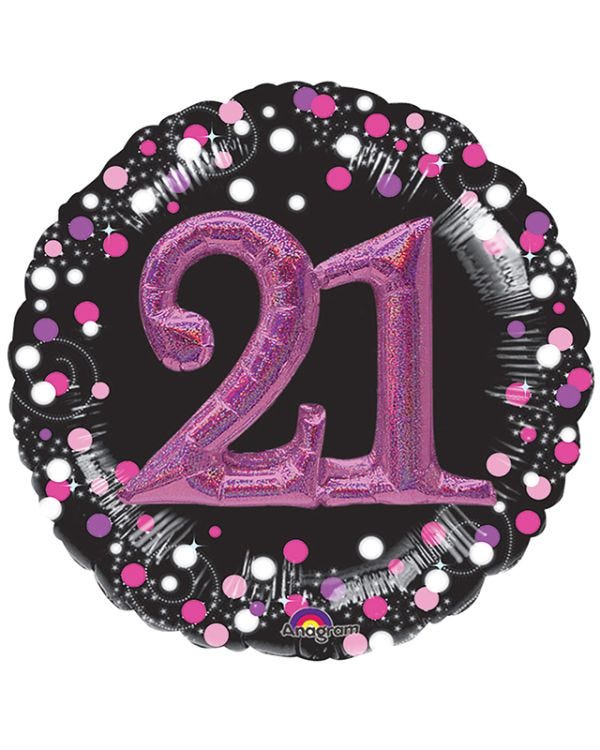 21st Birthday Pink Sparkling Celebration 3D Multi- Balloon - 32&quot; Foil