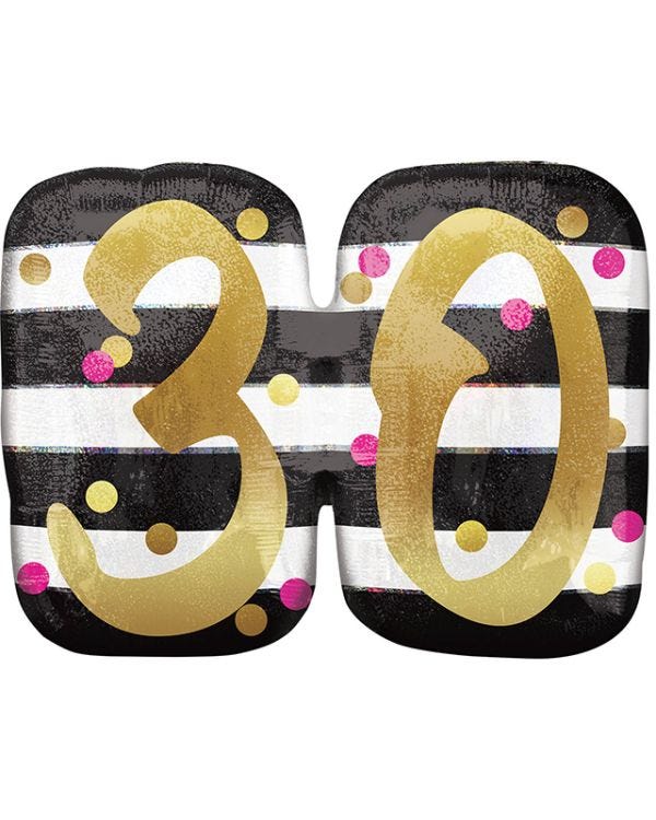 30th Pink &amp; Gold Milestone SuperShape Balloon - 30&quot; Foil