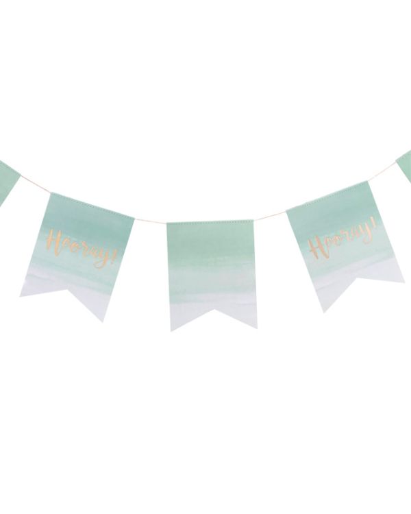 Pick &amp; Mix Hooray Mint Ombre Flag Bunting - 3m