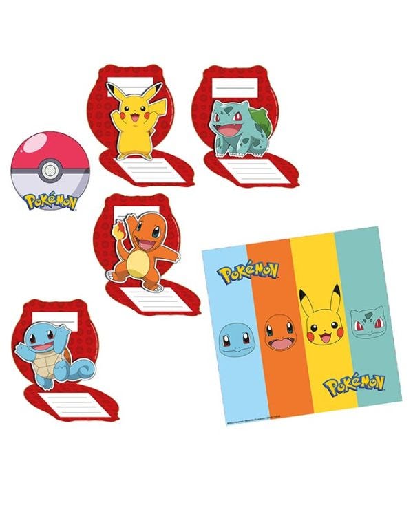 Pikachu Pokemon Party Invites (8pk)