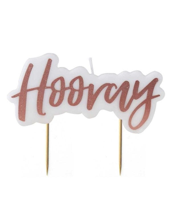Pick &amp; Mix Rose Gold &#039;Hooray&#039; Candle - 9.5cm