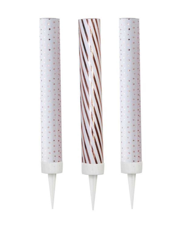 Pick &amp; Mix Rose Gold Cake Fountain Candles - 16cm