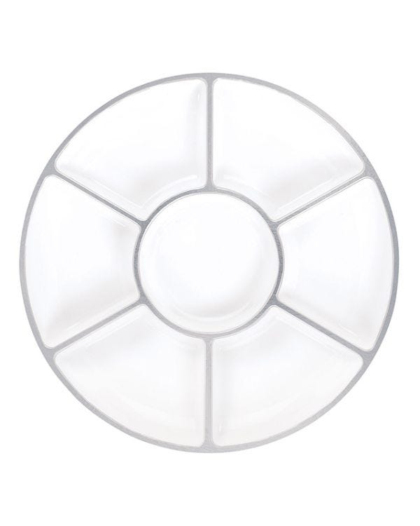 White with Silver Trim Compartment Platter - 40cm