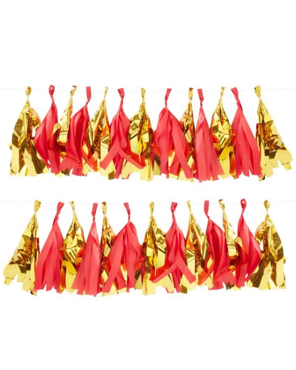 Red &amp; Gold - Red &amp; Gold Tassel Garland