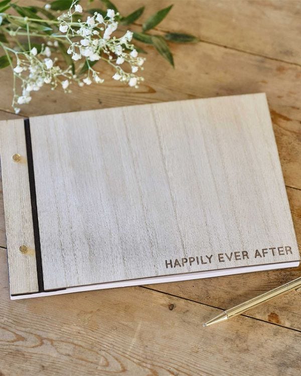 Rustic Romance Wooden &#039;Best Day Ever&#039; Guestbook - 18cm x 26cm