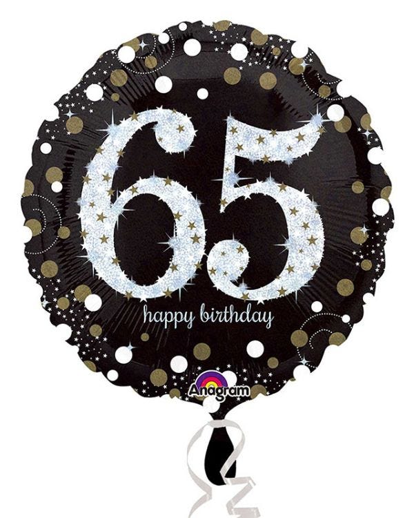 Happy 65th Birthday Gold Sparkling Celebration Balloon - 18&quot; Foil