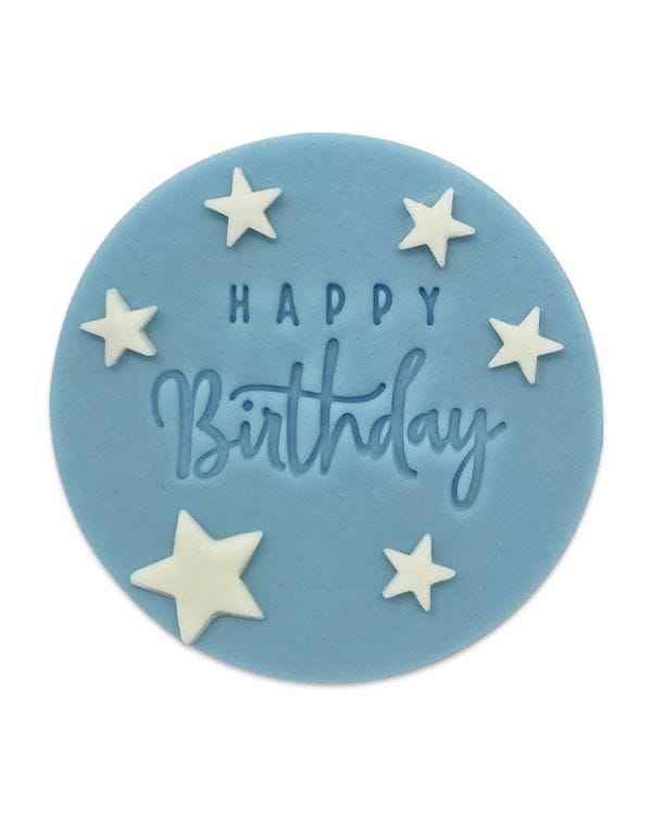 Blue Star Happy Birthday Sugar Plaque (5pk)