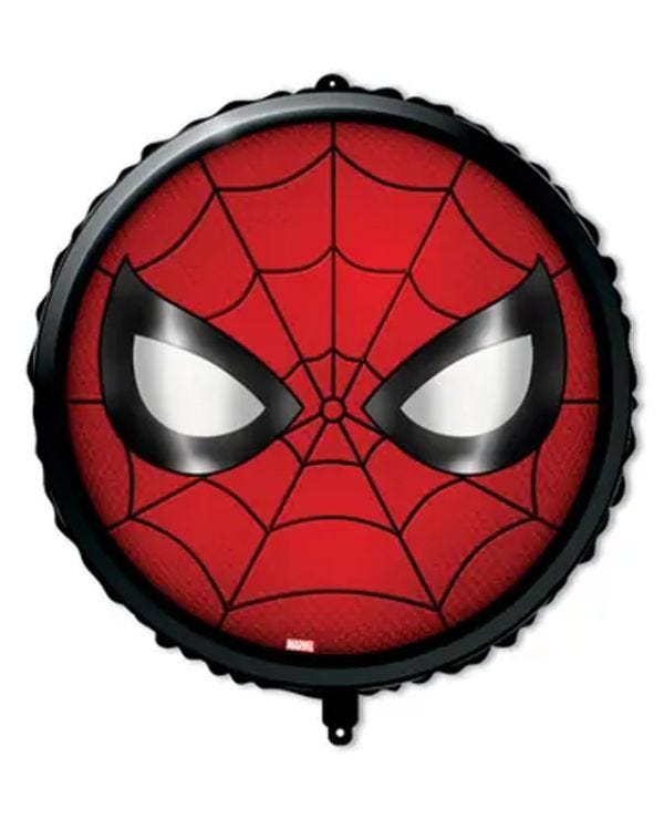 Spiderman Face 18&quot; Round Foil Balloon with String &amp; Weight