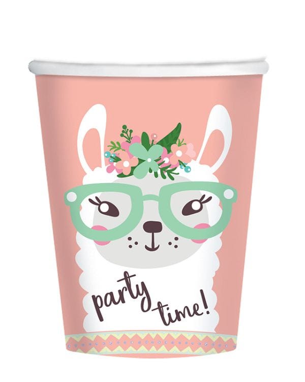 Llama Paper Cups - 250ml (8pk)