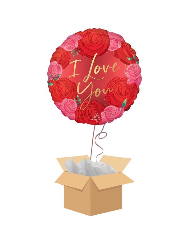 I Love You Circled In Roses Balloon - Delivered Inflated