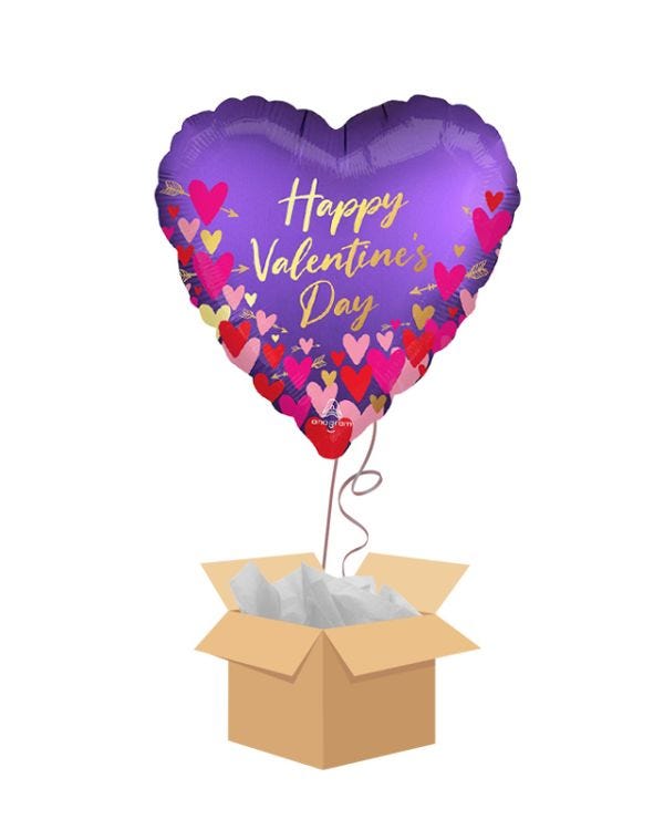 Happy Valentine&#039;s Day Hearts &amp; Arrows Balloon - Delivered Inflated