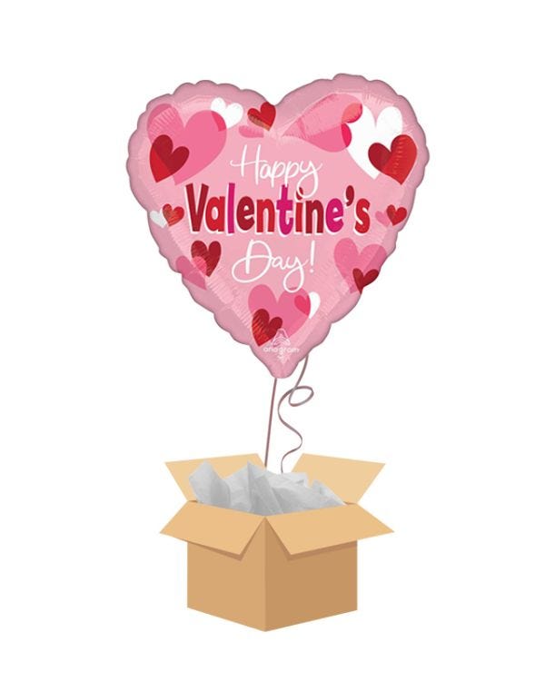 Happy Valentine&#039;s Day Playful Hearts Balloon - Delivered Inflated