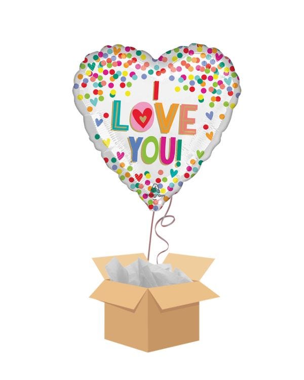 I love You Rainbow Dots Balloon - Delivered Inflated
