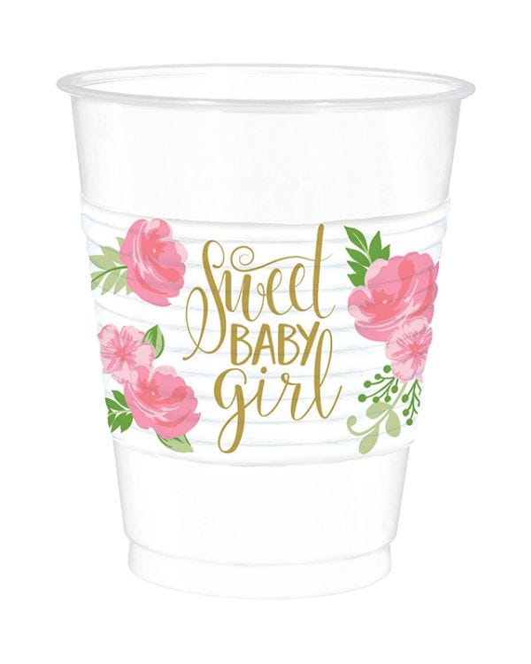 Floral Baby Plastic Cups - 473ml (25pk)