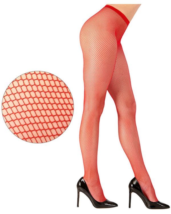 Red Fishnet Tights - One Size