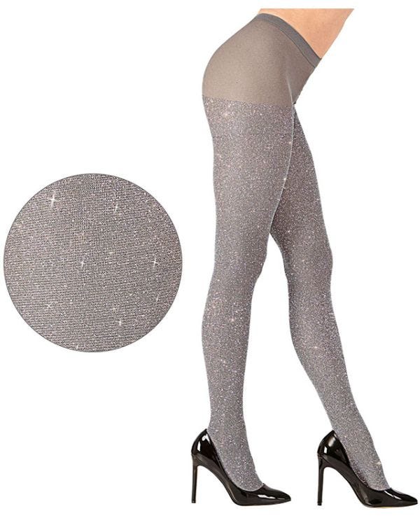 Silver Glitter Tights - XL