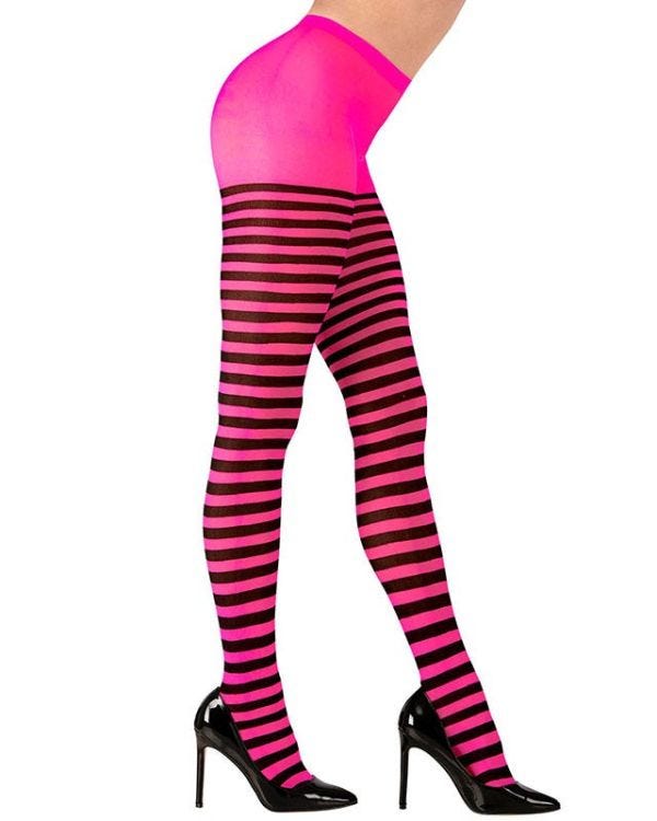 Black &amp; Pink Striped Tights - Adult