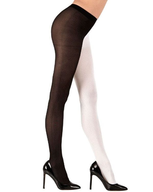 Black &amp; White Bicolour Tights - Adult