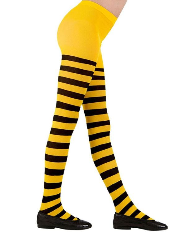 Black &amp; Yellow Striped Tights - 4-6 Years