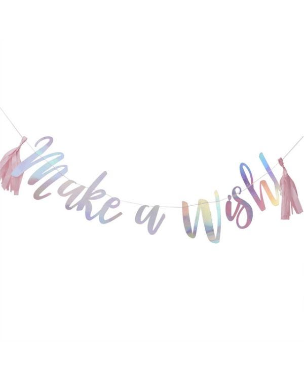 Unicorn Wishes &#039;Make A Wish&#039; Iridescent Letter Banner - 1.5m