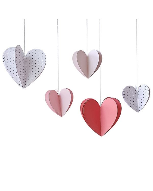 Hanging 3D Paper Hearts (5pk)