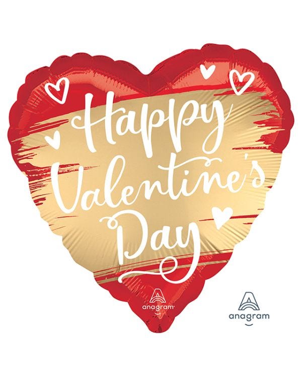 Happy Valentine&#039;s Day Gold Heart Balloon - 18&quot; Foil