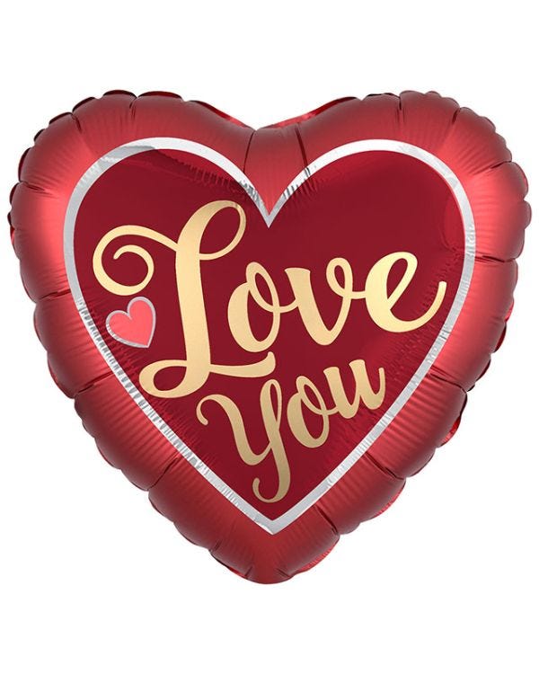 Love You Satin Balloon - 28&quot; Foil