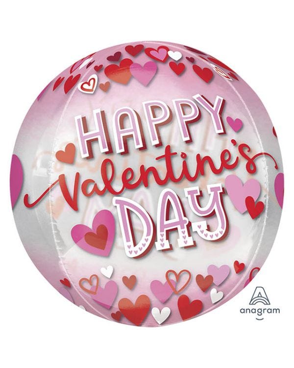 Happy Valentine&#039;s Day Hearts Orbz Balloon - 16&quot;