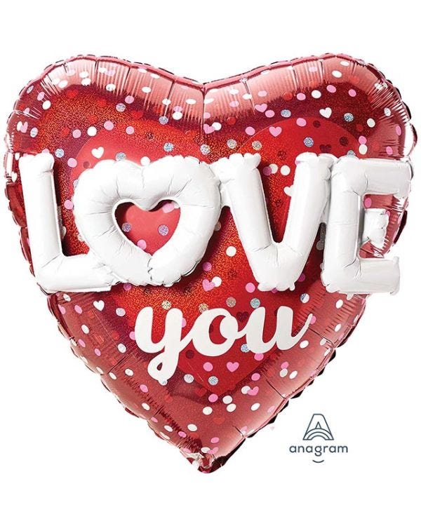 Love Hearts Pop Balloon - 36&quot; Foil