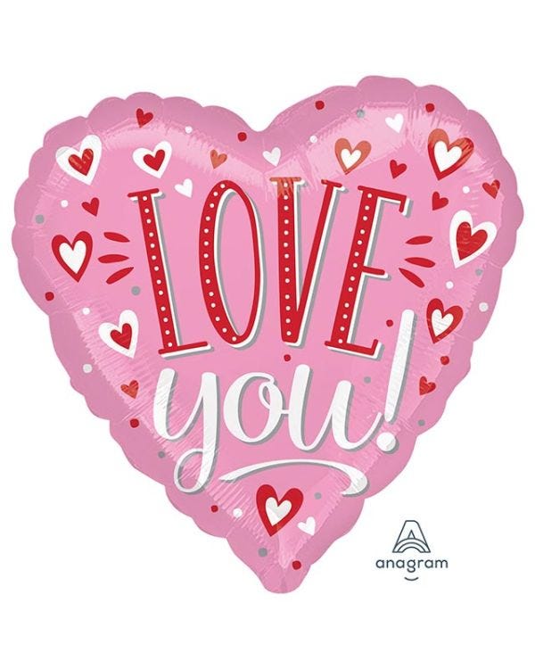 Love You White Dots Heart Jumbo Balloon - 28&quot; Foil