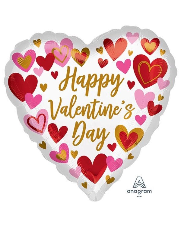Playful Valentine&#039;s Hearts Jumbo Satin Ballon - 28&quot; x 28&quot; Foil