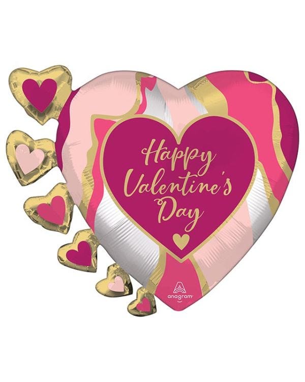 Valentines Marble Abstract Supershape - 24&quot; x 20&quot; Foil