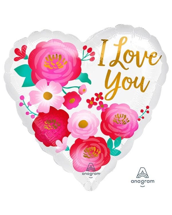 I Love You Ombre Flowers Balloon - 18&quot; Foil