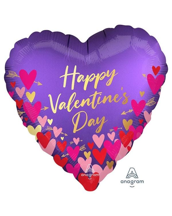 Happy Valentine&#039;s Day Hearts &amp; Arrows Balloon - 18&quot; Foil