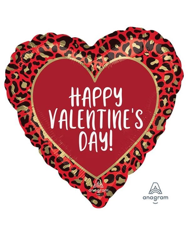 Happy Valentine&#039;s Day Animal Print Balloon - 18&quot; Foil