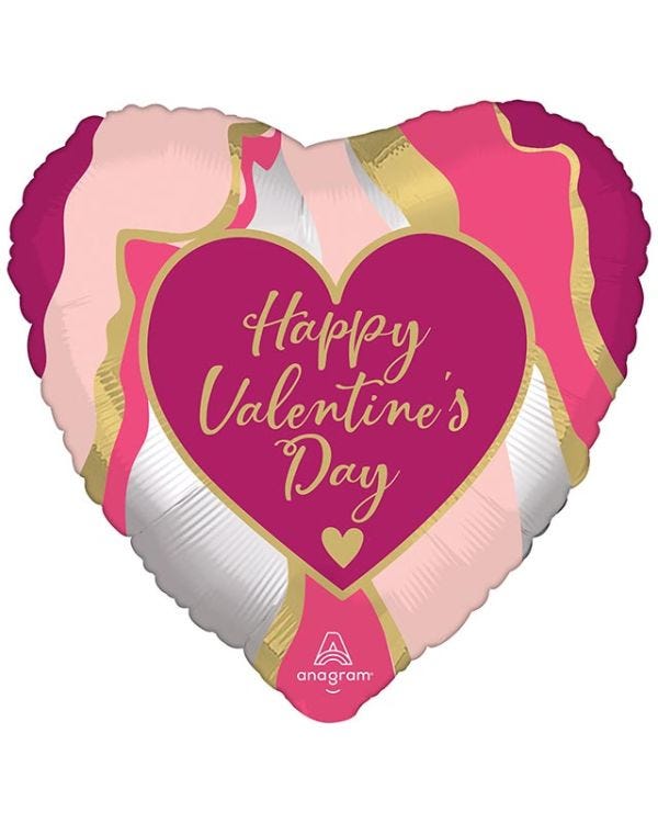Marble Abstract Happy Valentines Day Balloon - 18&quot; Foil