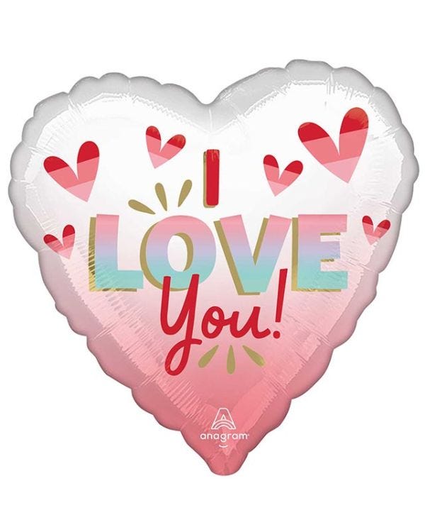 I Love You Diffusd Ombre Balloon - 18&quot; Foil