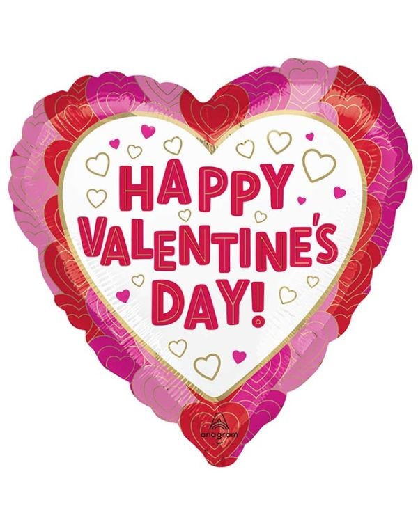 Happy Valentine&#039;s Day Wrapped in Hearts Balloon - 18&quot; Foil