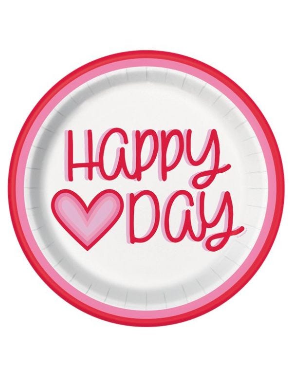 Retro Hearts Paper Plate - 23cm (8pk)