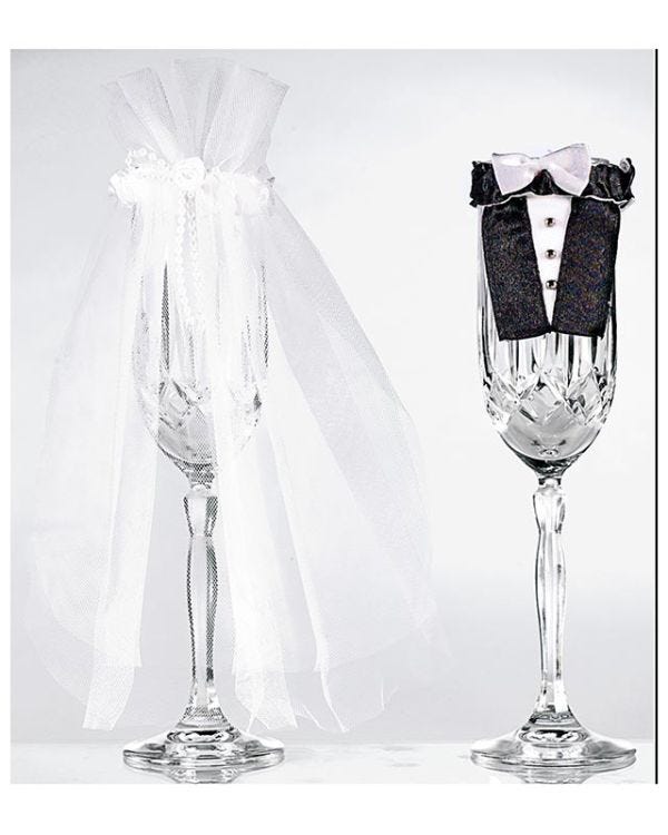 Bride &amp; Groom Glass Decorations