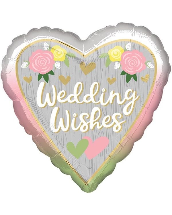 Wedding Wishes Ombre Heart Balloon - 18&quot; Foil