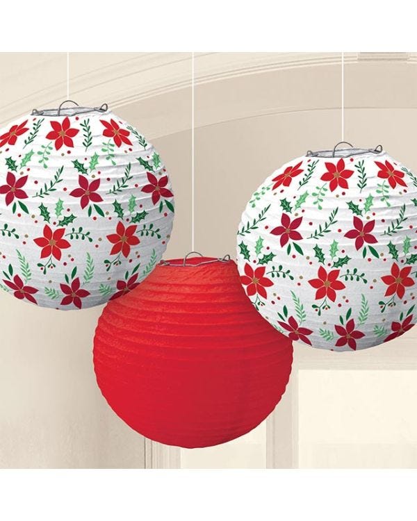 Traditional Christmas Printed Lanterns - 24cm
