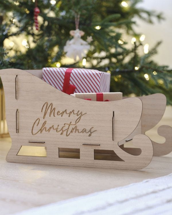 Wooden Sleigh Present Holder