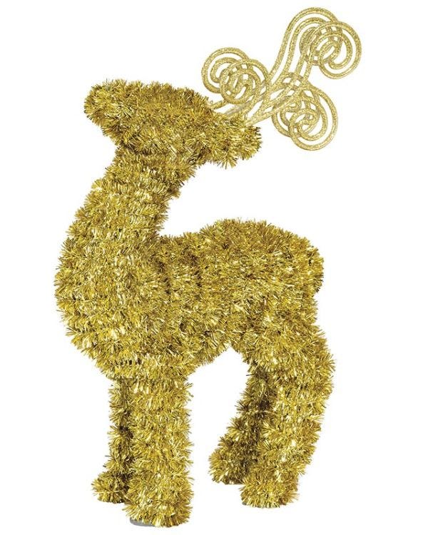 3D Gold Tinsel Reindeer - 28cm x 17cm