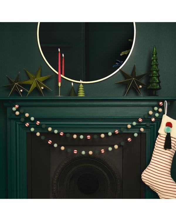 Felt Garland - Green and Red Candy Cane