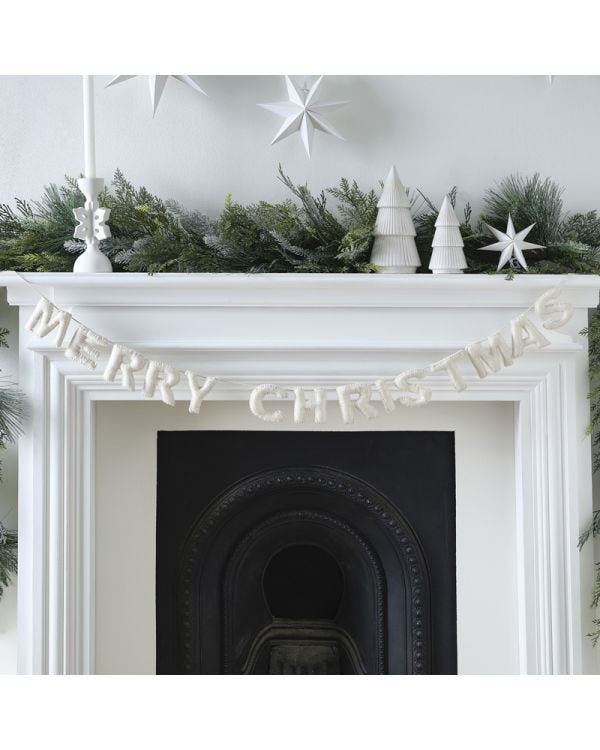 Felt Bunting - Merry Christmas - White