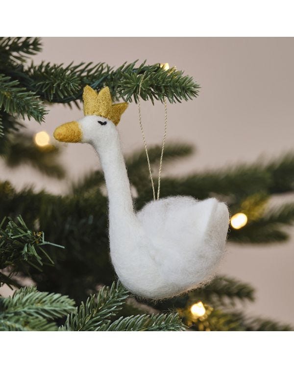 Tree Decorations - Felt White Swan